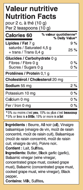 Capsules de beurre Ail noir et vinaigre balsamique
