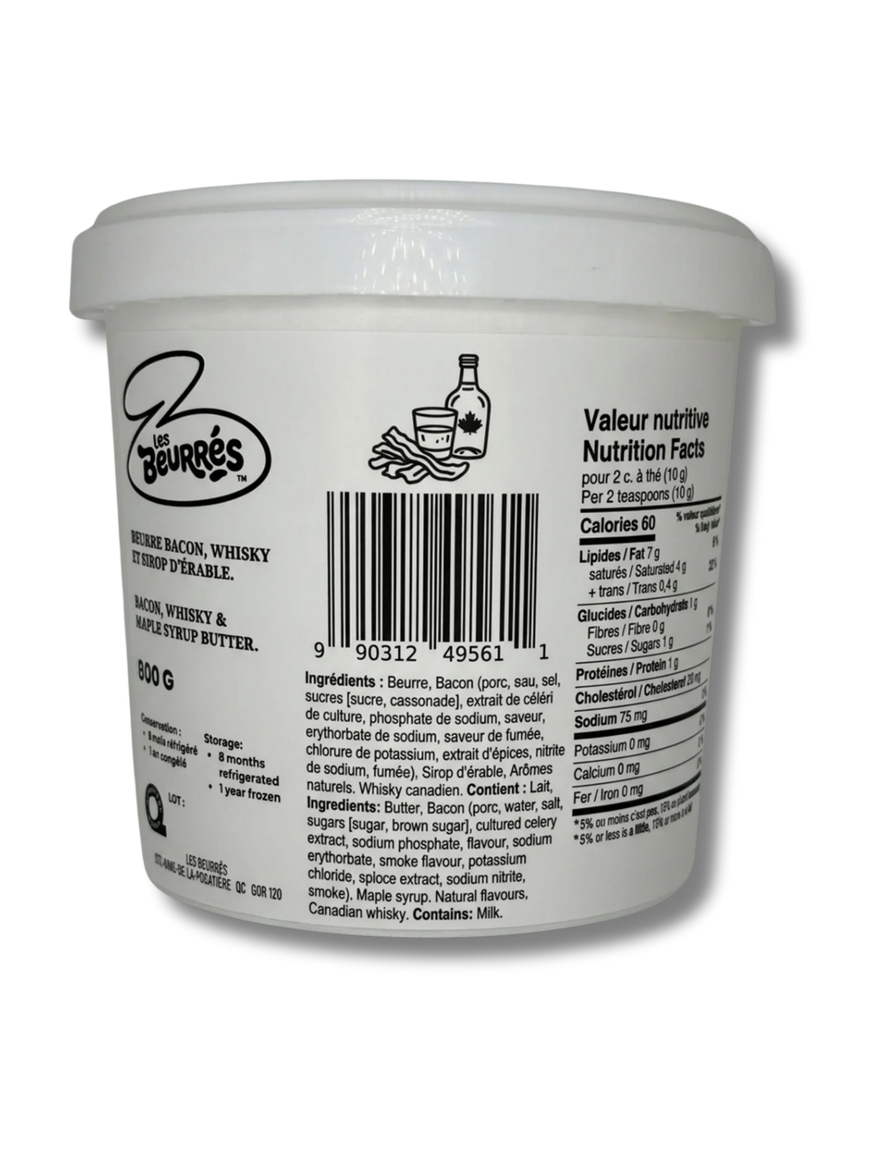 Chaudière de beurre Bacon, whisky et érable (800g)